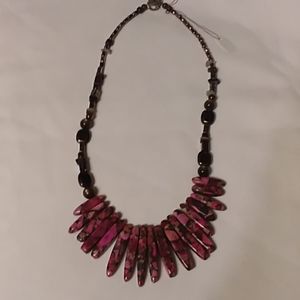 Spiky Agate, Copper Glass Beads, Gold Barrel Beads